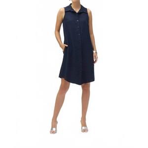 NEW JOSEPH RIBKOFF button-down sleeveless shirt dress in midnight blue